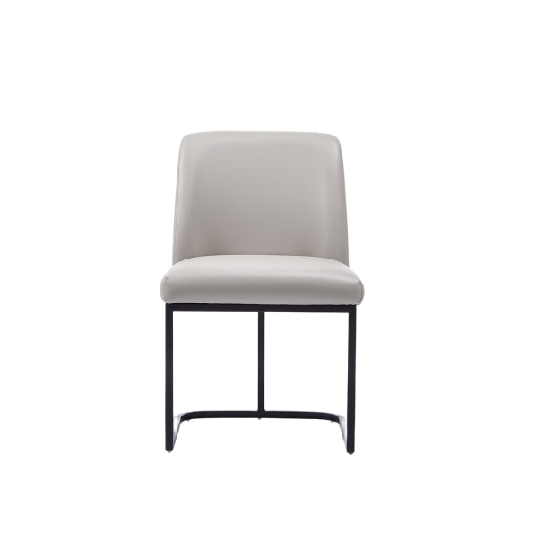 Serena Metal Vegan Leather Dining Chair in Light Grey