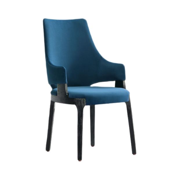 Kara Wood Upholstered Accent Chair in Blue