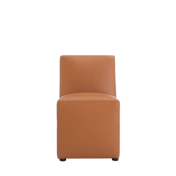 Anna Square Vegan Leather Dining Chair in Saddle Brown