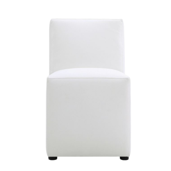 Anna Square Vegan Leather Dining Chair in White