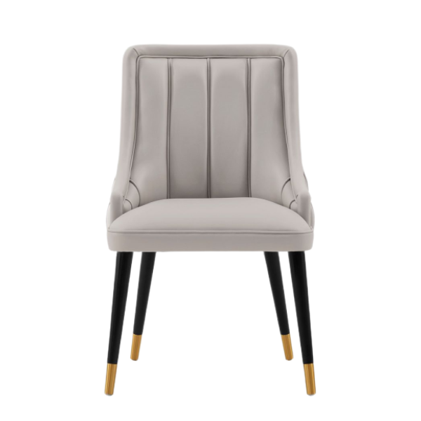 Eda Wood Upholstered Accent Chair in Light Grey
