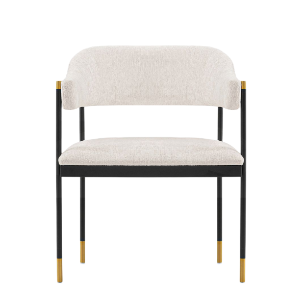 Lia Metal Chenille Armchair in Cream