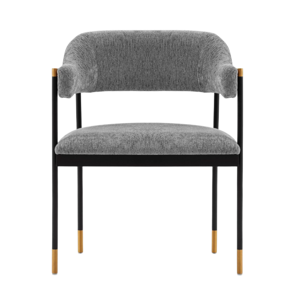 Lia Metal Chenille Armchair in Weathered Grey