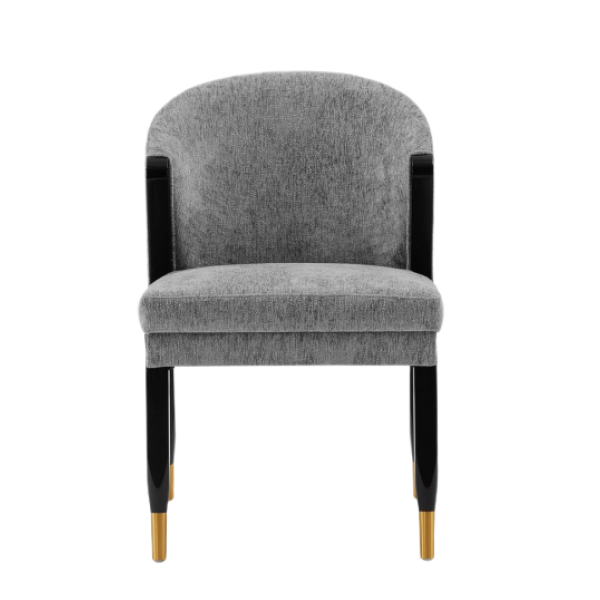 Ola Wood Chenille Accent Chair in Weathered Grey