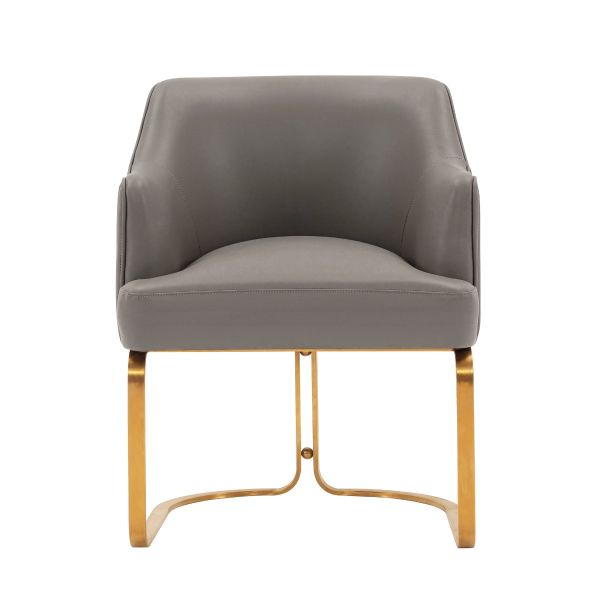 Raya Wood Vegan Leather Accent Chair in Taupe