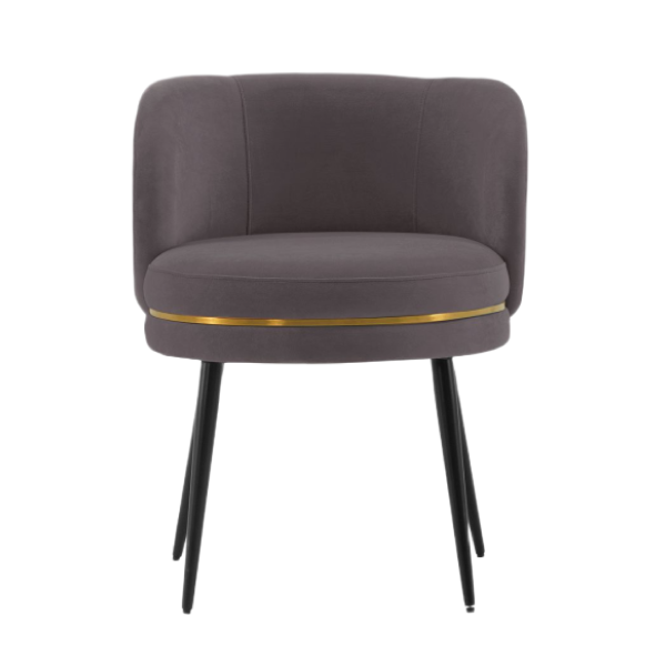 Kaya Wood Velvet Accent Chair in Weathered Grey