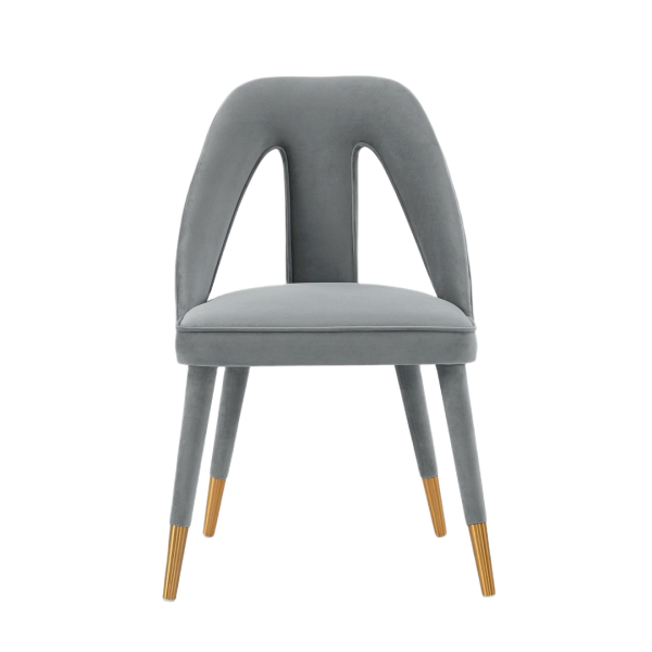 Neda Upholstered Velvet Accent Chair in Weathered Grey