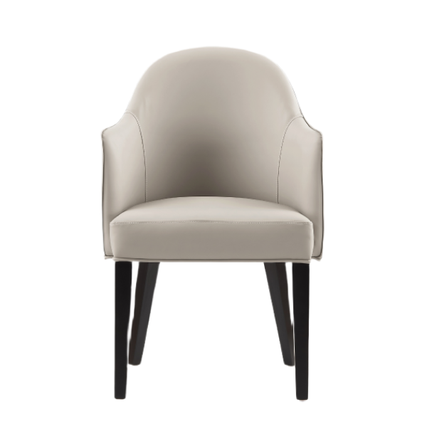 Hillman Wood Vegan Leather and Velvet Armchair in Light Grey
