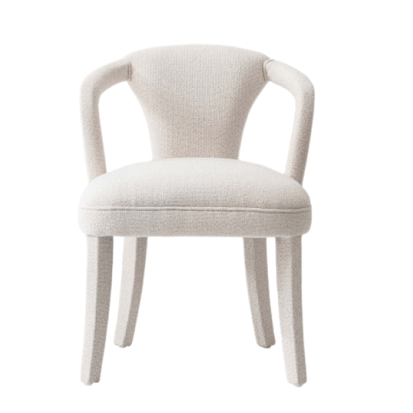 Palmer Upholstered Tweed Armchair in Ivory