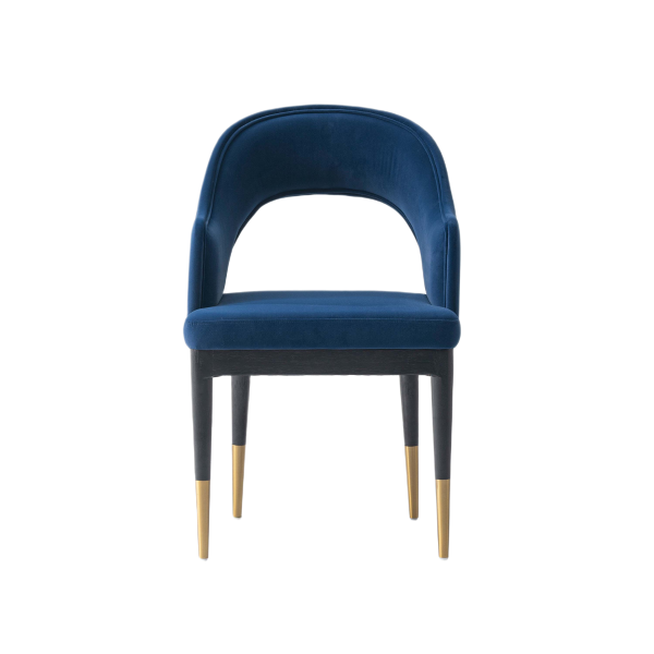 Carrington Upholstered Velvet Armchair in Midnight Blue