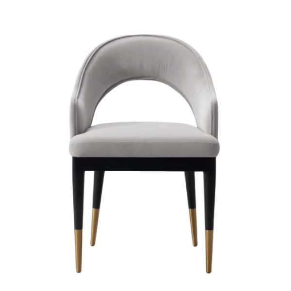 Carrington Upholstered Velvet Armchair in Light Grey