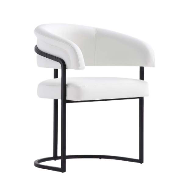 Augusta Metal Vegan Leather Dining Chair in White
