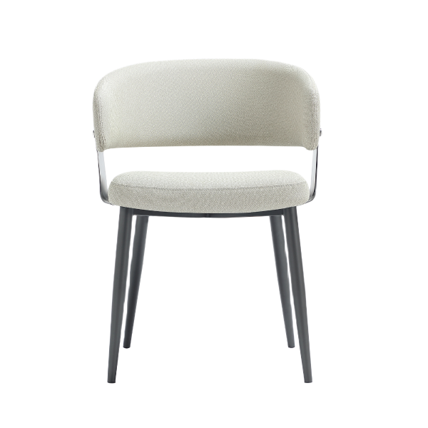 Luce Metal Textured Vegan Leather Dining Chair in Oatmeal