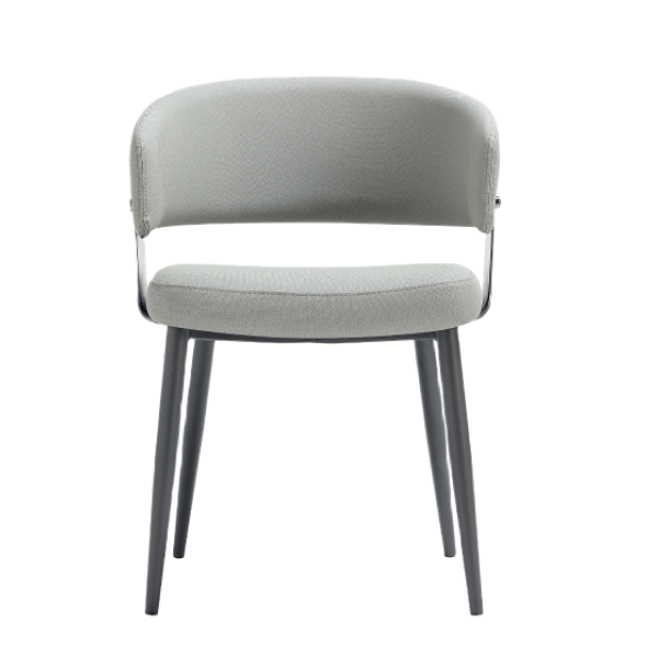 Luce Metal Textured Vegan Leather Dining Chair in Stone Grey