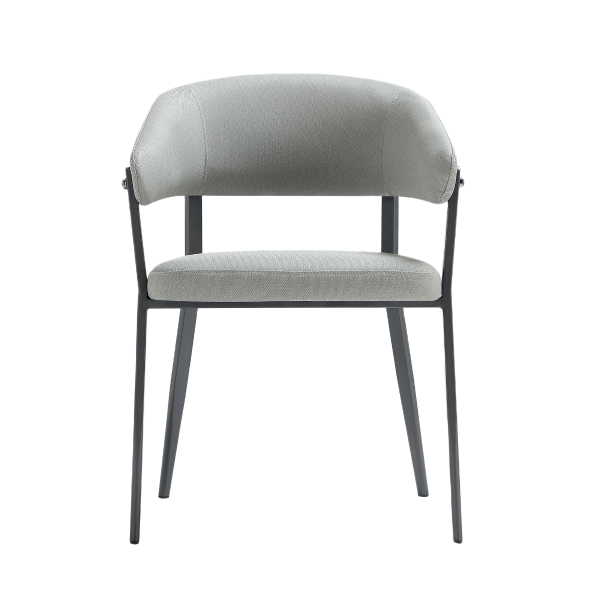 Belle Metal Upholstered Dining Chair in Stone Grey