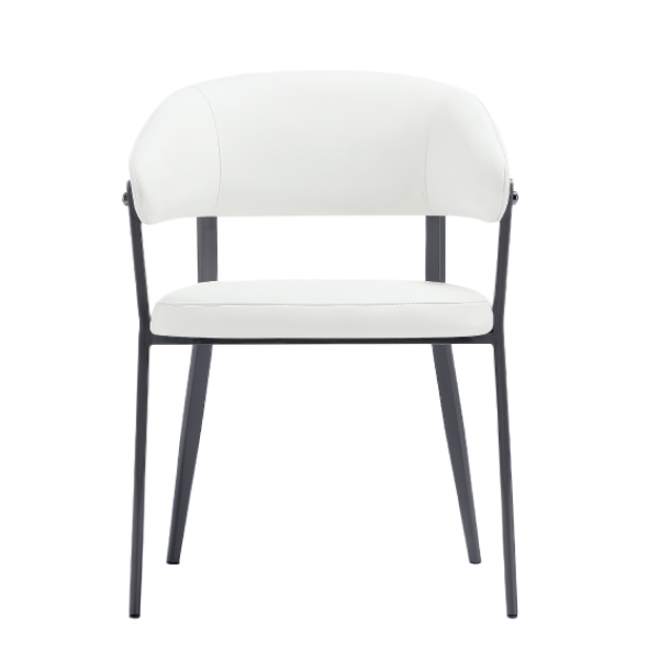 Belle Metal Upholstered Dining Chair in White