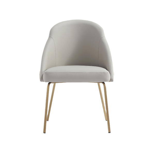 Gracie Metal Vegan Leather Dining Chair in Stone Grey and Gold