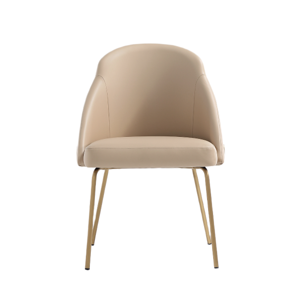 Gracie Metal Vegan Leather Dining Chair in Tan and Gold