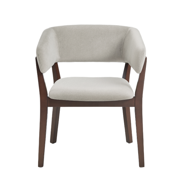 Blake Wood Faux Mohair Armchair in Greige