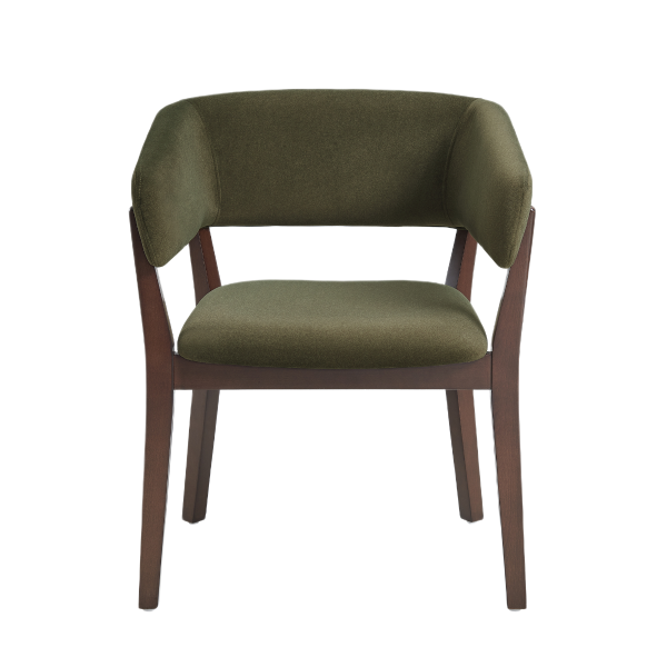 Blake Wood Faux Mohair Armchair in Green
