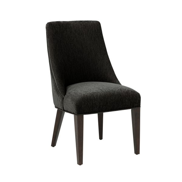Beever Chenille Wood Dining Chair in Black - Set of 2