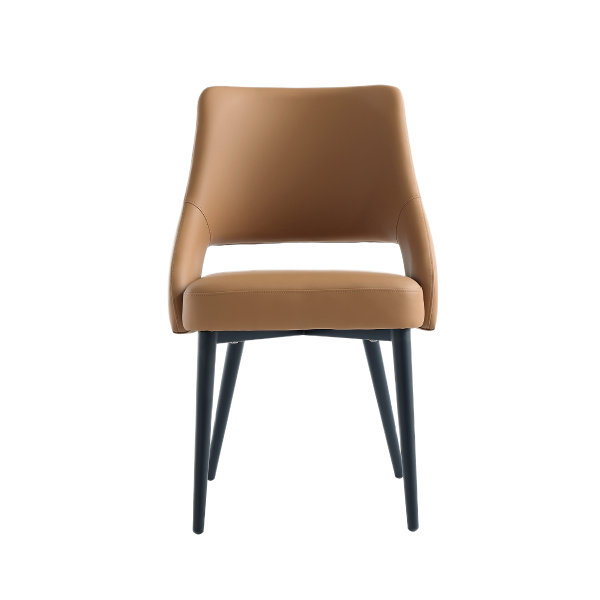 Tremont Metal Vegan Leather Accent Chair in Saddle