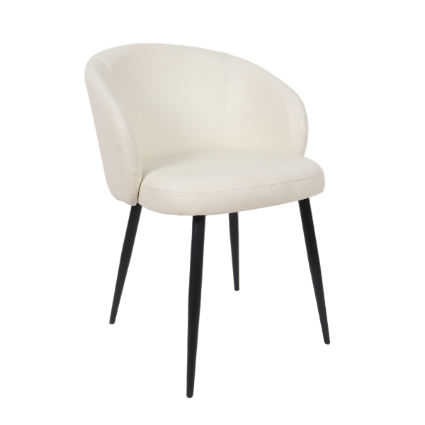 Looma Metal Vegan Leather Side Chair in Ivory - Set of 2