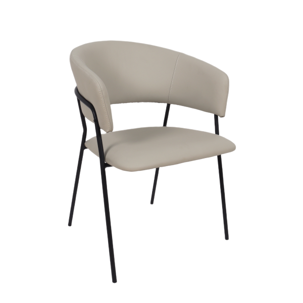 Slate Metal Vegan Leather Armchair in Stone Gray - Set of 2
