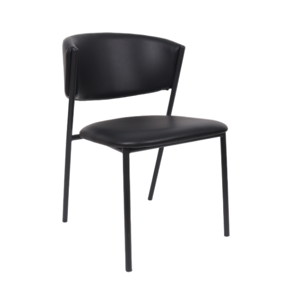 Drift Metal Vegan Leather Side Chair in Black - Set of 4