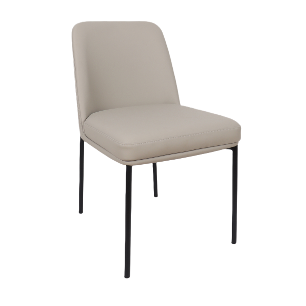 Loft Metal Vegan Leather Side Chair in Stone Gray - Set of 2