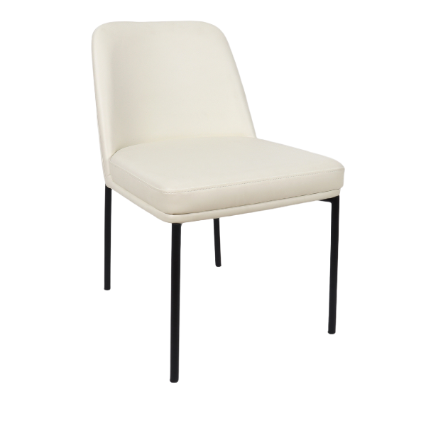 Loft Metal Vegan Leather Side Chair in Ivory - Set of 2
