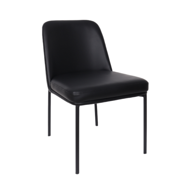Loft Metal Vegan Leather Side Chair in Black - Set of 2