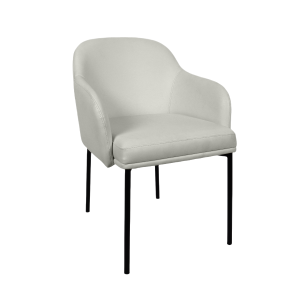 Loft Metal Vegan Leather Armchair in Stone Gray - Set of 2
