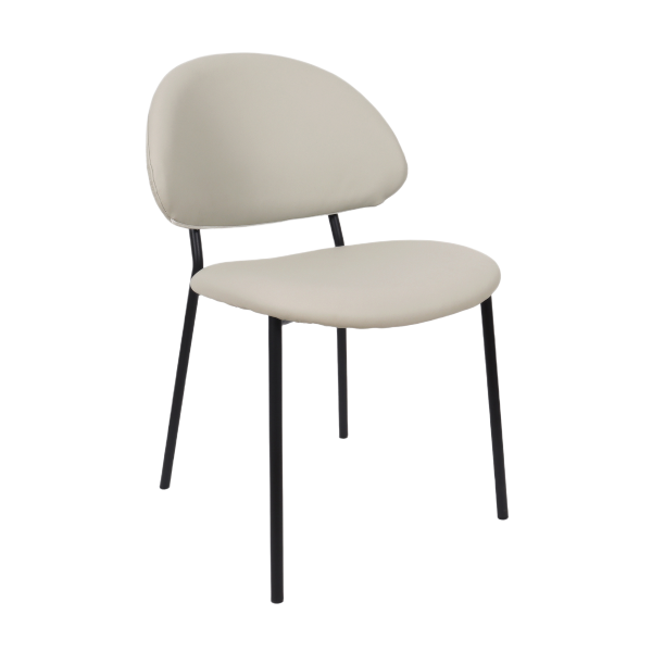 Haven Metal Vegan Leather Side Chair in Stone Gray - Set of 4
