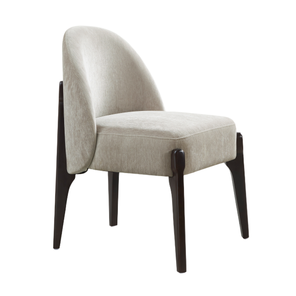 Oslo Chenille Wood Side Chair in Taupe - Set of 2