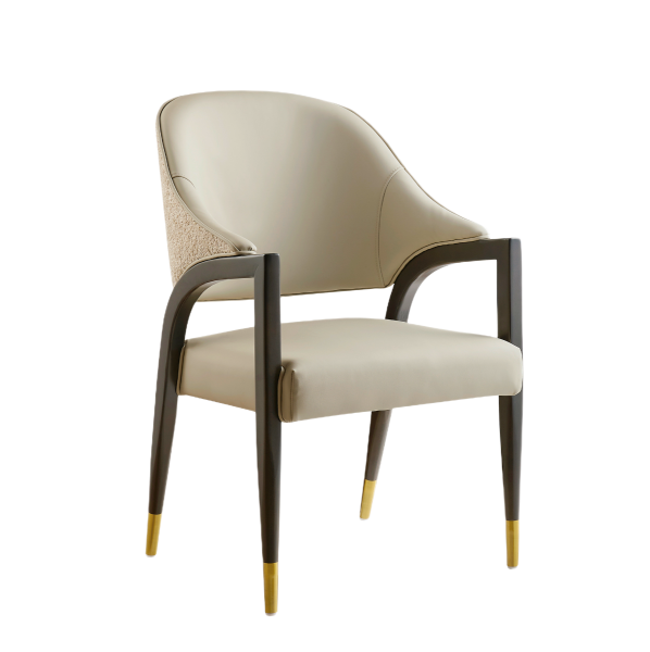Collette Wood Upholstered Armchair in Stone Gray