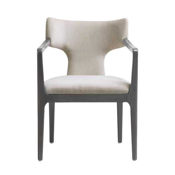 Eloria Wood Chenille Armchair in Taupe