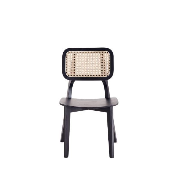 Versailles Wood Dining Chair in Black and Natural - Set of 2