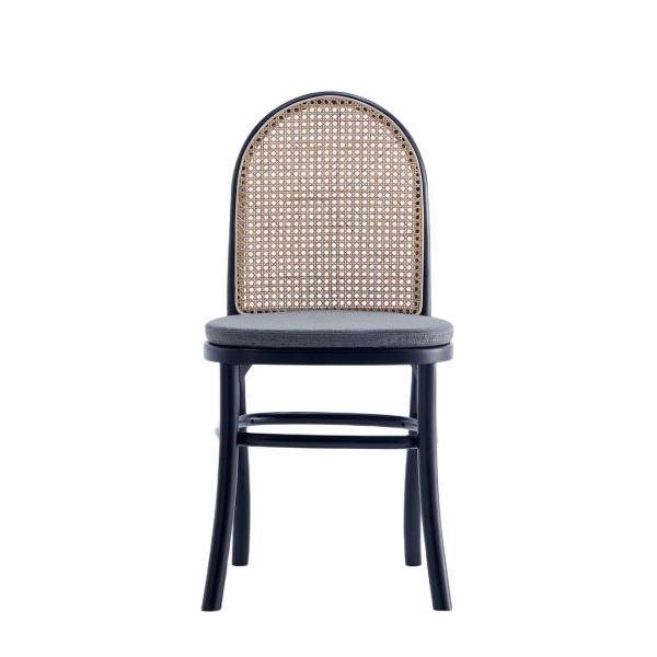 Paragon 1.0 Cane Back Wood Upholstered Dining Chair in Black and Weathered Grey - Set of 2