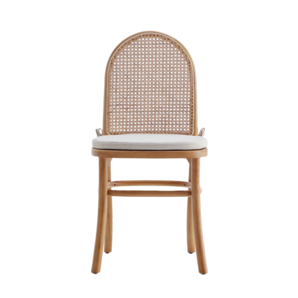 Paragon 1.0 Cane Back Wood Upholstered Dining Chair in Oatmeal - Set of 2