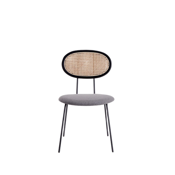 Jardin Cane Back Upholstered Dining Chair in Black and Weathered Grey - Set of 2