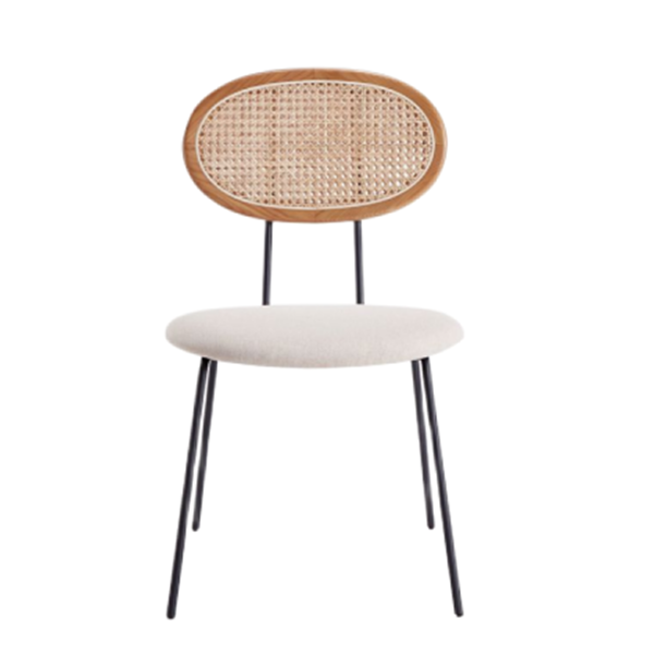 Jardin Cane Back Upholstered Dining Chair in Oatmeal and Natural - Set of 2
