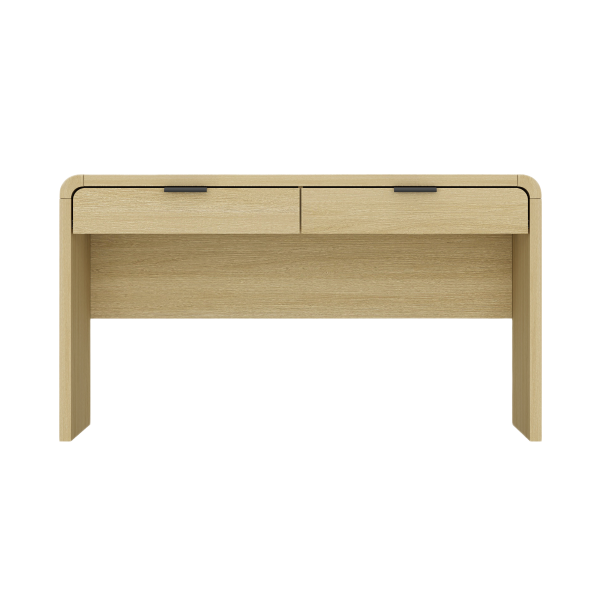 Grace Modern 54 Home Office Desk with 2 Drawers in Natural Oak and Black