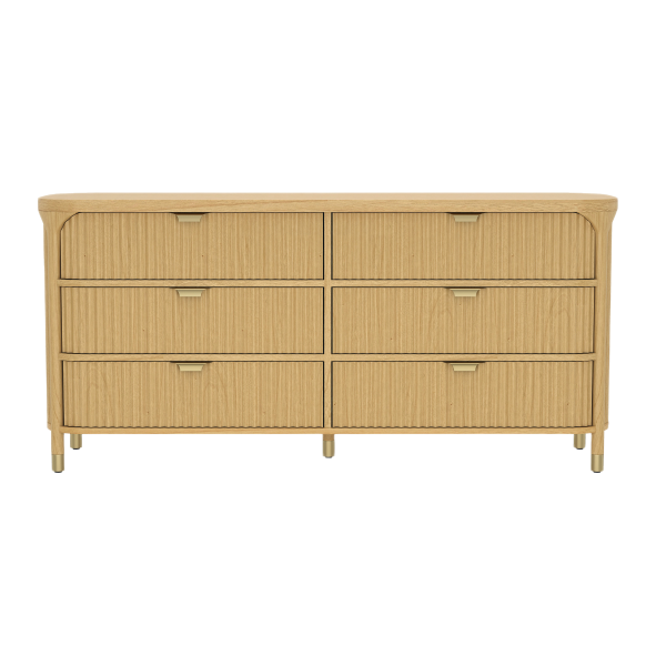 Park 68" Solid Wood Dresser in Natural (6-Drawer)