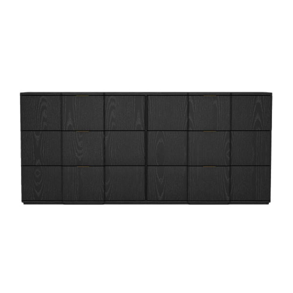 Clive 72" Dresser in Black and Gold (6-Drawer)