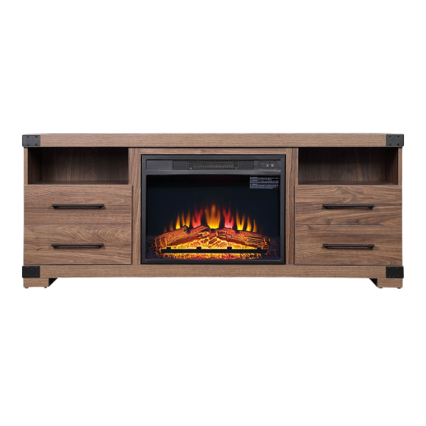 Fireplace and Richmond 2-Piece Electric Fireplace in BlackBrown
