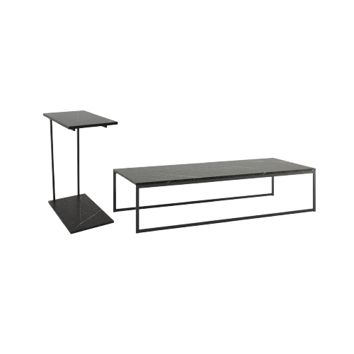 Celine 2-Piece Coffee Table & End Table Set in Black Marble