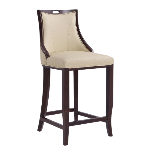 Emperor Wood Upholstered Barstool in Cream