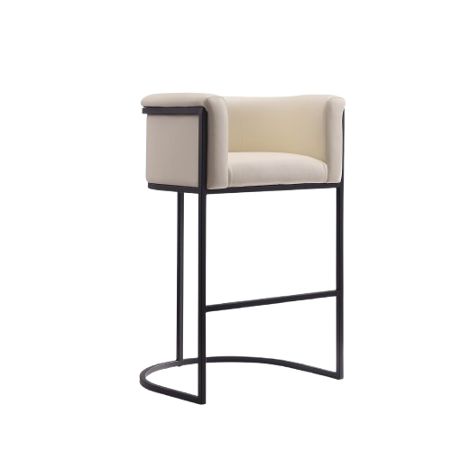 Cosmopolitan Metal Upholstered Barstool in Cream