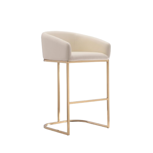 Louvre Metal Upholstered Barstool in Cream